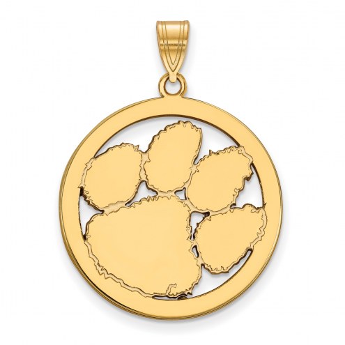 Clemson Tigers Sterling Silver Gold Plated Large Circle Pendant