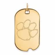 Clemson Tigers Sterling Silver Gold Plated Large Dog Tag