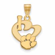 Clemson Tigers Sterling Silver Gold Plated Large I Love Logo Pendant