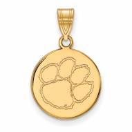 Clemson Tigers Sterling Silver Gold Plated Medium Disc Pendant