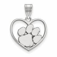 Clemson Tigers Sterling Silver Heart Pendant