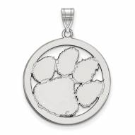 Clemson Tigers Sterling Silver Large Circle Pendant
