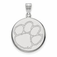 Clemson Tigers Sterling Silver Large Disc Pendant