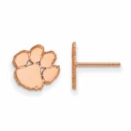 Clemson Tigers Sterling Silver Rose Gold Plated Extra Small Post Earrings