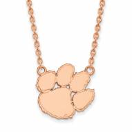 Clemson Tigers Sterling Silver Rose Gold Plated Large Pendant Necklace