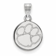 Clemson Tigers Sterling Silver Small Disc Pendant
