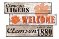 Clemson Tigers Welcome 3 Plank Sign