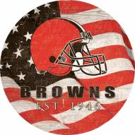 Cleveland Browns 12" Team Color Flag Circle Sign