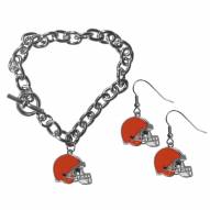 Cleveland Browns Chain Bracelet & Dangle Earring Set