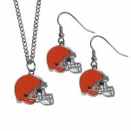 Cleveland Browns Dangle Earrings & Chain Necklace Set