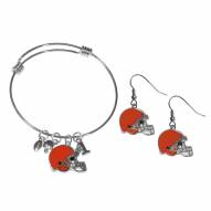 Cleveland Browns Dangle Earrings & Charm Bangle Bracelet Set