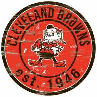 Cleveland Browns Distressed Round Sign