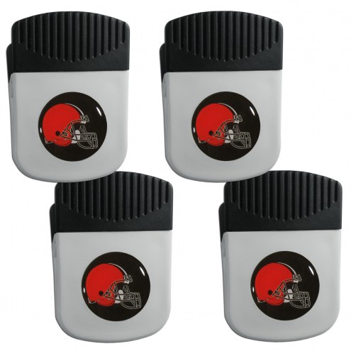 Cleveland Browns 4 Pack Chip Clip Magnet with Bottle Opener
