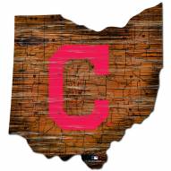 Cleveland Indians Distressed State with Logo Sign