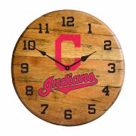 Cleveland Indians Oak Barrel Clock