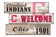Cleveland Indians Welcome 3 Plank Sign