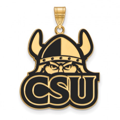 Cleveland State Vikings Sterling Silver Gold Plated Extra Large Enameled Pendant