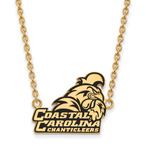 Coastal Carolina Chanticleers Sterling Silver Gold Plated Large Pendant Necklace