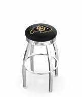 Colorado Buffaloes Chrome Swivel Barstool with Ribbed Accent Ring