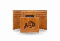 Colorado Buffaloes Laser Engraved Brown Trifold Wallet