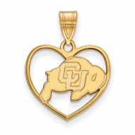Colorado Buffaloes Sterling Silver Gold Plated Heart Pendant