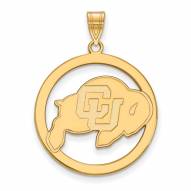 Colorado Buffaloes Sterling Silver Gold Plated Large Circle Pendant