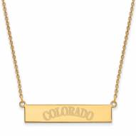 Colorado Rockies Sterling Silver Gold Plated Bar Necklace
