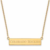 Colorado Rockies Sterling Silver Gold Plated Bar Necklace