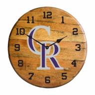 Colorado Rockies Oak Barrel Clock