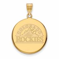 Colorado Rockies Sterling Silver Gold Plated Large Disc Pendant