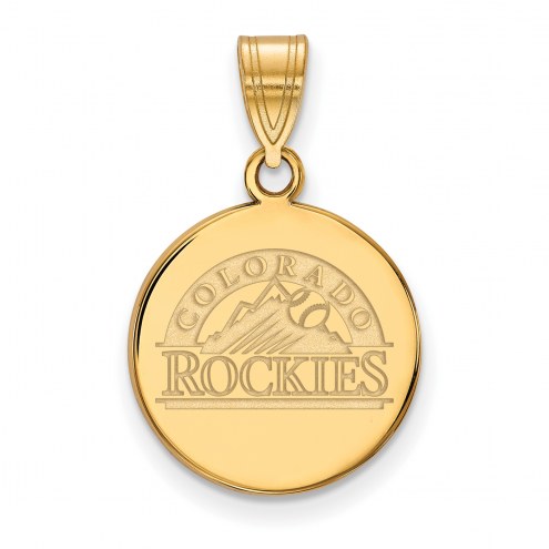 Colorado Rockies Sterling Silver Gold Plated Medium Disc Pendant