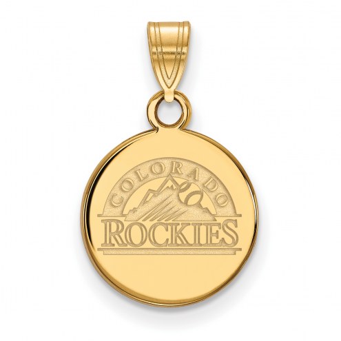 Colorado Rockies Sterling Silver Gold Plated Small Disc Pendant