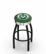 Colorado State Rams Black Swivel Barstool with Chrome Ribbed Ring