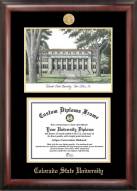 Colorado State Rams Gold Embossed Diploma Frame with Campus Images Lithograph