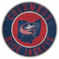 Columbus Blue Jackets 12" Circle with State Sign
