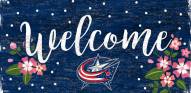 Columbus Blue Jackets 6" x 12" Floral Welcome Sign