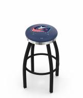 Columbus Blue Jackets Black Swivel Barstool with Chrome Accent Ring