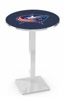 Columbus Blue Jackets Chrome Bar Table with Square Base