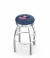 Columbus Blue Jackets Chrome Swivel Barstool with Ribbed Accent Ring