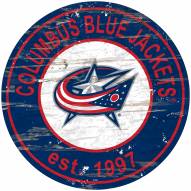 Columbus Blue Jackets Distressed Round Sign