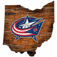 Columbus Blue Jackets Distressed State with Logo Sign