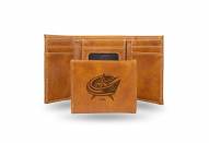 Columbus Blue Jackets Laser Engraved Brown Trifold Wallet
