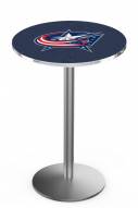 Columbus Blue Jackets Stainless Steel Bar Table with Round Base