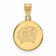 Columbus Blue Jackets Sterling Silver Gold Plated Medium Disc Pendant