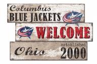 Columbus Blue Jackets Welcome 3 Plank Sign