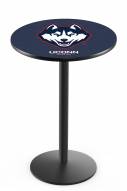 Connecticut Huskies Black Wrinkle Bar Table with Round Base