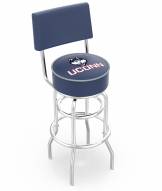 Connecticut Huskies Chrome Double Ring Swivel Barstool with Back