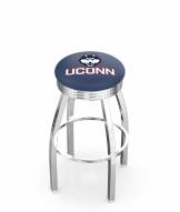 Connecticut Huskies Chrome Swivel Barstool with Ribbed Accent Ring
