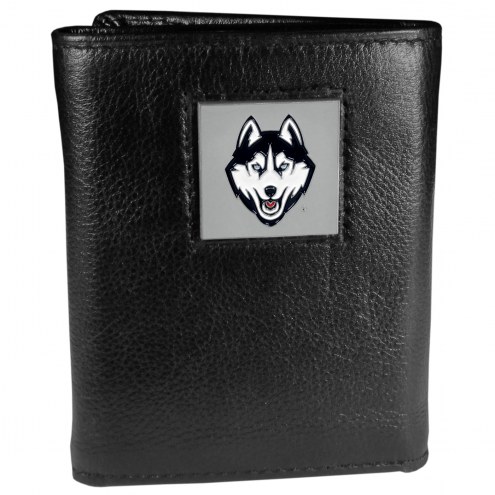 Connecticut Huskies Deluxe Leather Tri-fold Wallet in Gift Box
