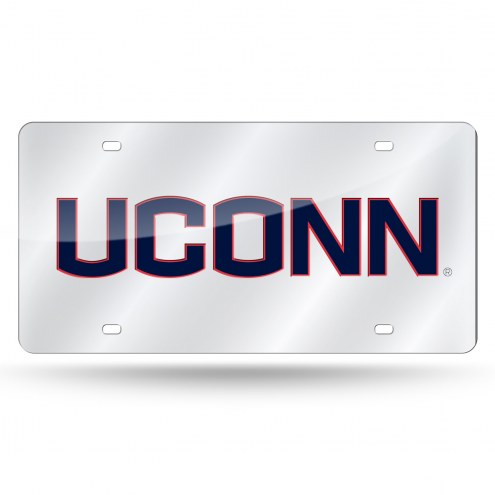 Connecticut Huskies Silver Laser Cut License Plate